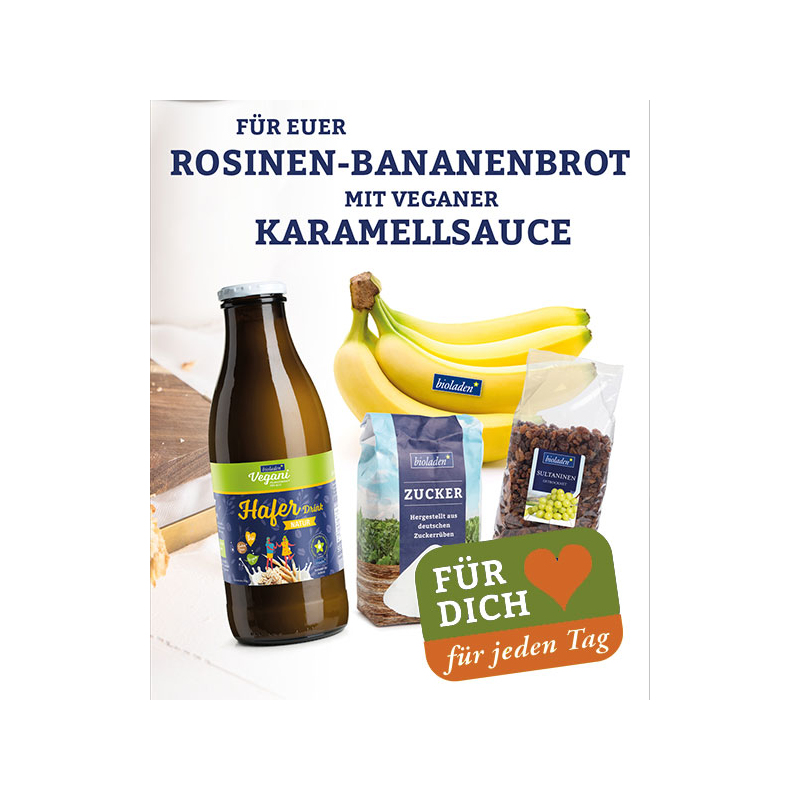 Rosinen-Bananen-Brot mit Karamell-Sauce