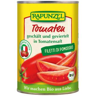 Tomaten geschält und geviertelt