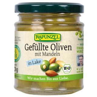 Oliven grün, gefüllt mit Mandeln in Lake