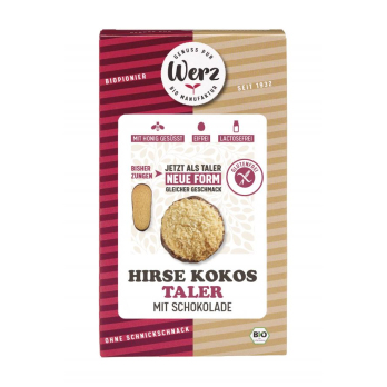 Hirse Kokos Taler mit Schokolade, glutenfrei