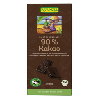 Bitterschokolade 90% Kakao mit Kokosblütenzucker