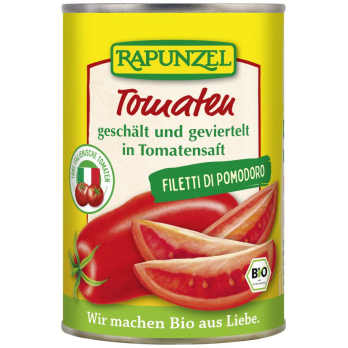 Tomaten geschält und geviertelt